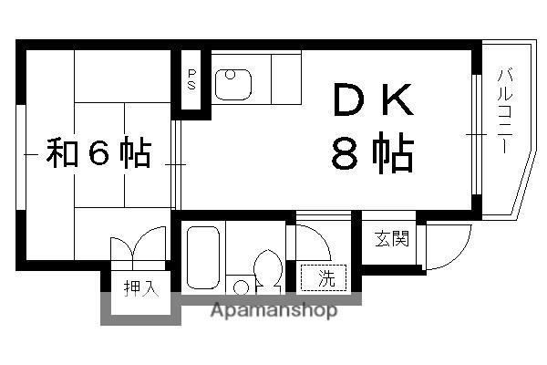 小山南上総町マンション(1LDK/2階)の間取り写真