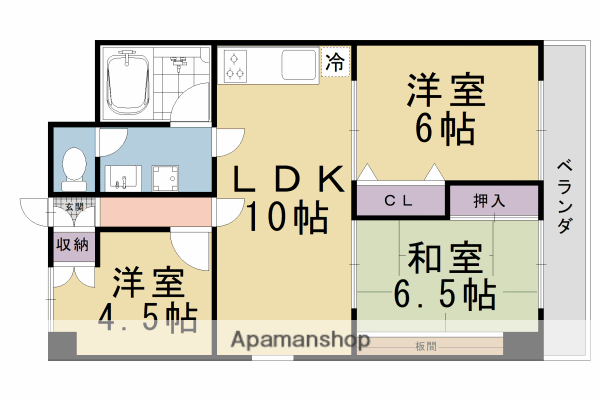 交徳マンション(3LDK/1階)の間取り写真