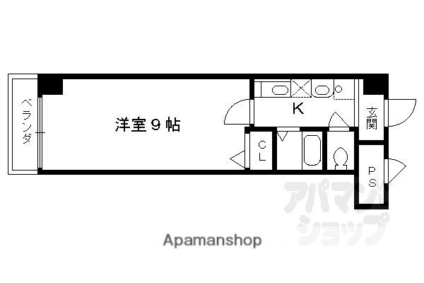本間御池ハイツ(1K/4階)の間取り写真