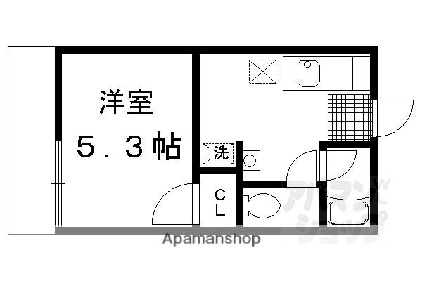 北山ヒルズ(1K/1階)の間取り写真