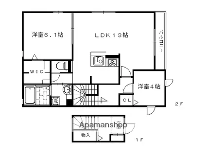 二条レジデンス(2LDK/2階)の間取り写真