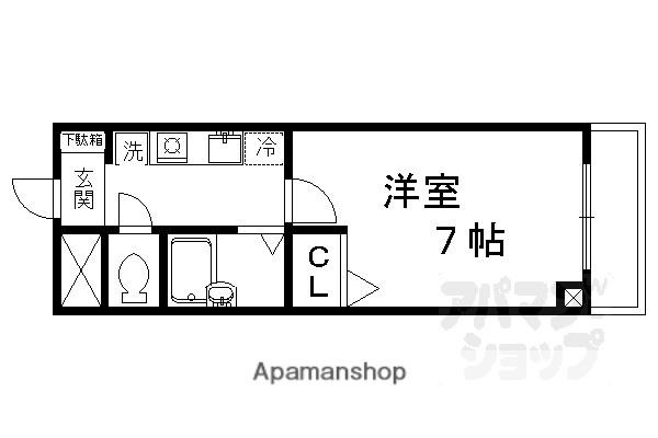 セードル北山(1K/2階)の間取り写真