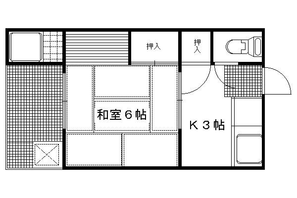 西野荘(1K/1階)の間取り写真