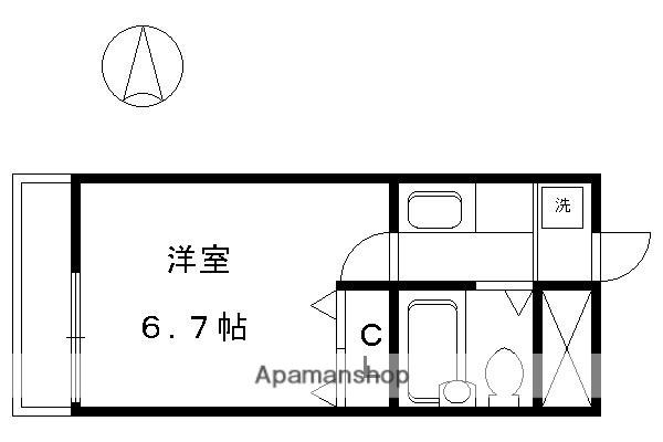 シャローム(1K/4階)の間取り写真