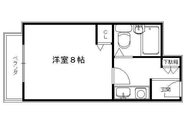 リエール北野(1K/3階)の間取り写真