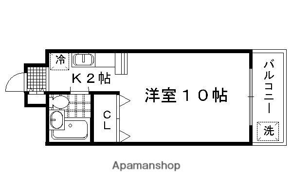 デミ洛北(1K/6階)の間取り写真