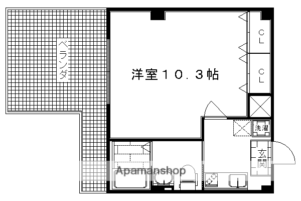 フラッティ円町北(1K/7階)の間取り写真