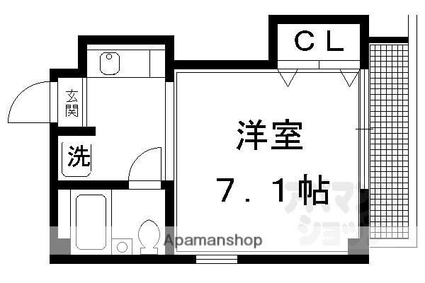 紫野上柏野町マンション(1K/3階)の間取り写真