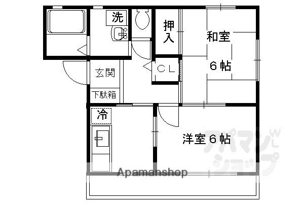 ヴェルジェ北山(2DK/2階)の間取り写真