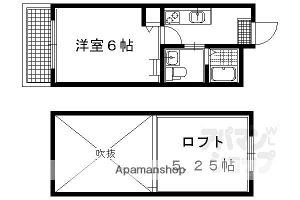 ロフティ北白川(1K/1階)の間取り写真