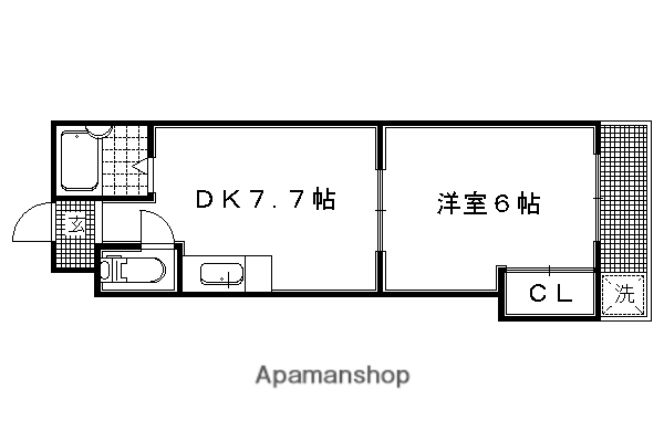 パパス永楽(1DK/2階)の間取り写真
