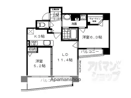 エステムプラザ京都四条烏丸(2LDK/6階)の間取り写真