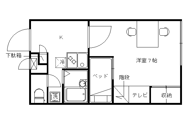 レオパレスJ BOX Ⅲ(1K/1階)の間取り写真