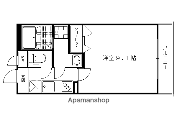 マリベール北山(1K/3階)の間取り写真