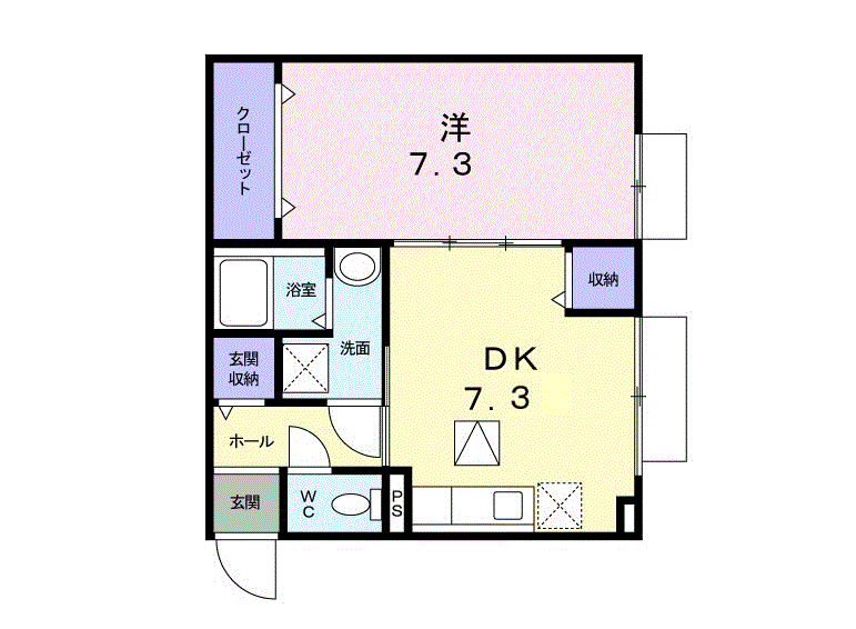 アロッジオ紫野(1DK/1階)の間取り写真