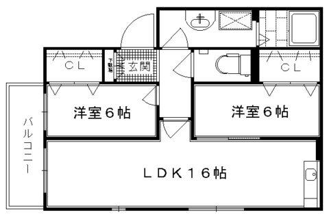 サードニックス今原(2LDK/2階)の間取り写真