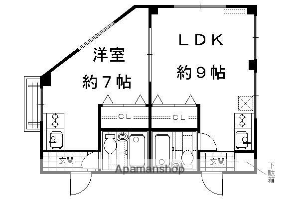 レディースコーポハヤフネ(1LDK/2階)の間取り写真