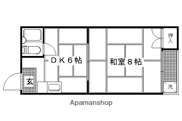 コーポホワイト(1DK/2階)の間取り写真