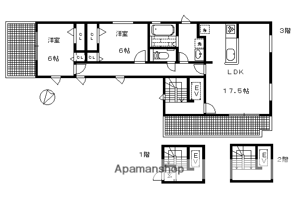 OHANA(2LDK/3階)の間取り写真