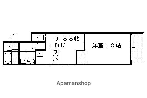 ウィルパーク御所西(1LDK/3階)の間取り写真