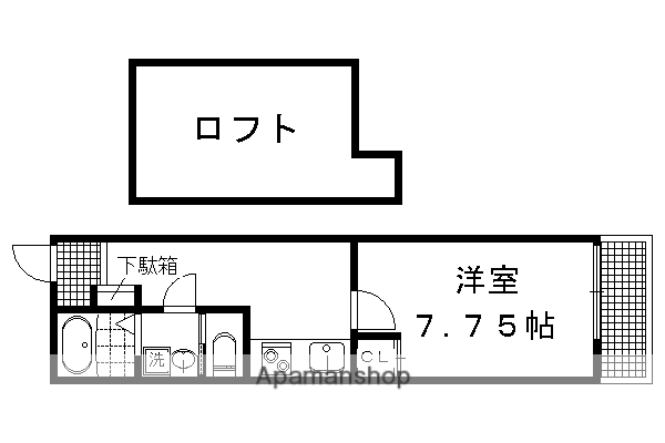 トレフルメゾン出町柳(1DK/2階)の間取り写真