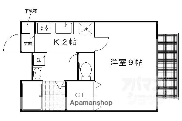 アムール一乗寺(1K/1階)の間取り写真