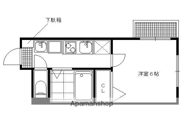 グランドパレス吉田近衛(1K/3階)の間取り写真