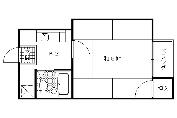 コーポ一乗寺(1K/2階)の間取り写真
