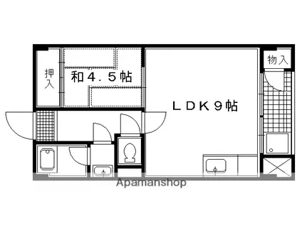 ヴィラ岡崎(1LDK/3階)の間取り写真