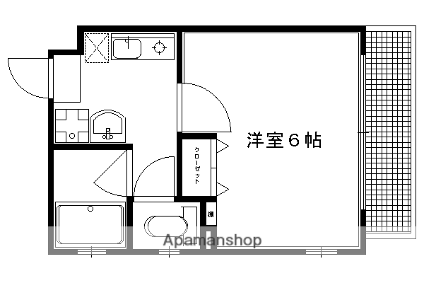 バインオーク チーノ(1K/1階)の間取り写真