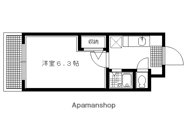 ハイポジション銀閣寺(1K/4階)の間取り写真