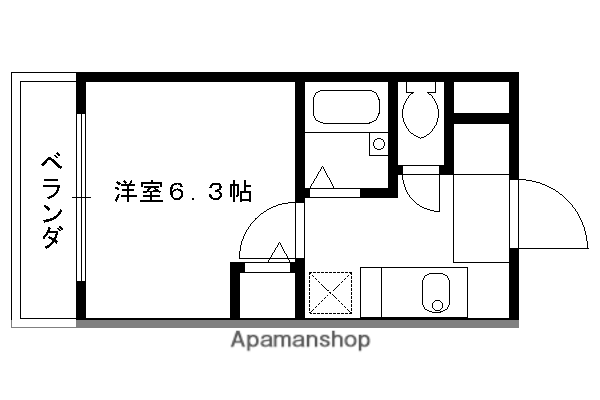 ハイポジション銀閣寺(1K/2階)の間取り写真