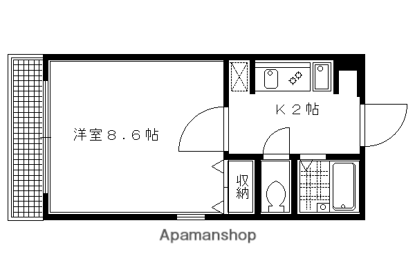 パーク・ウォーク浄土寺(1K/2階)の間取り写真