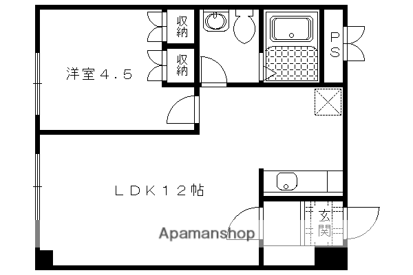 コアロード糺ノ森(1LDK/2階)の間取り写真