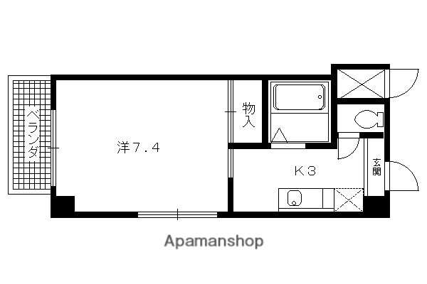 フォレストミヤザキ(1K/4階)の間取り写真