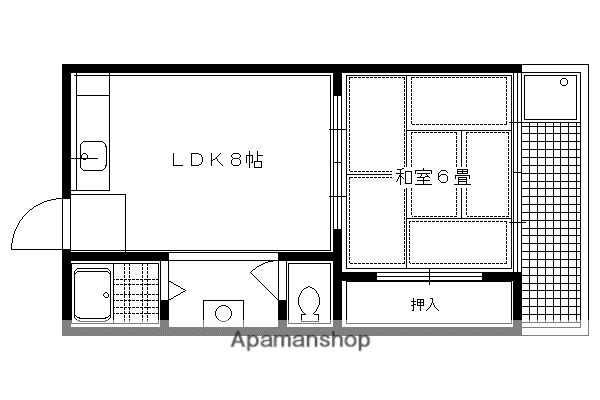 ヴィラ白川山手(1LDK/1階)の間取り写真