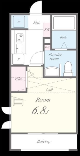 エコール衣笠(1K/2階)の間取り写真