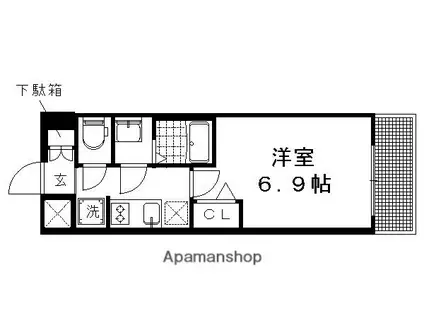 プレサンス京都二条 京華(1K/2階)の間取り写真