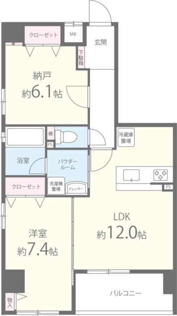 京まちなか湖月(1SLDK/2階)の間取り写真