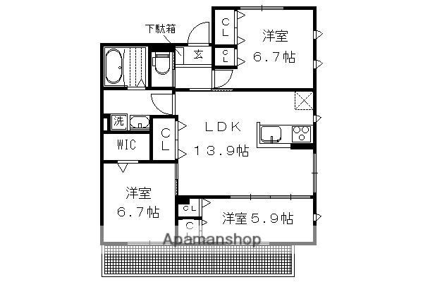 エルメゾン川端(3LDK/2階)の間取り写真