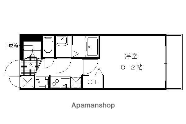 ベラジオ京都一乗寺II(1K/2階)の間取り写真