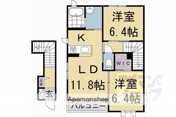 グランシード等寺院(2LDK/2階)の間取り写真