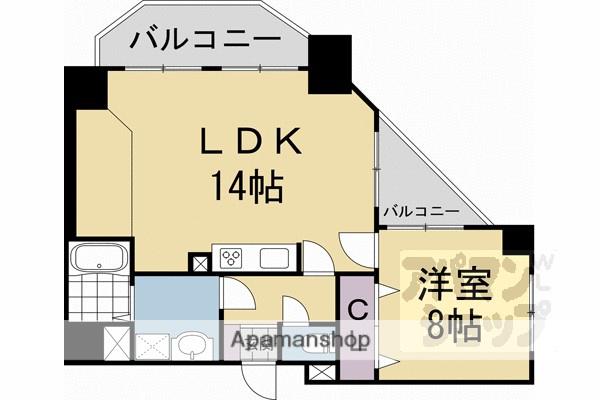 パインフィールド二条城(1LDK/10階)の間取り写真
