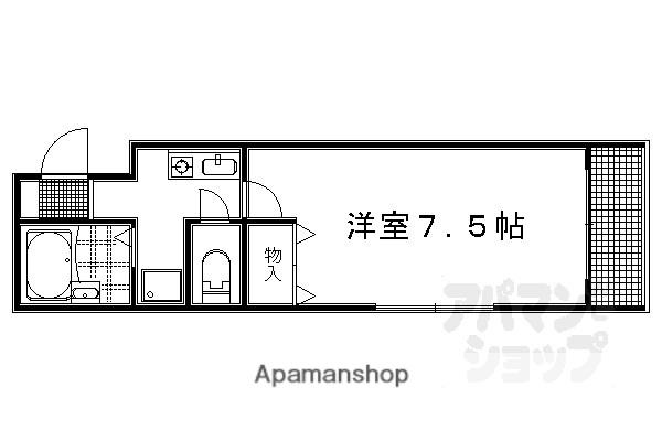 ビバ丸太町(1K/4階)の間取り写真