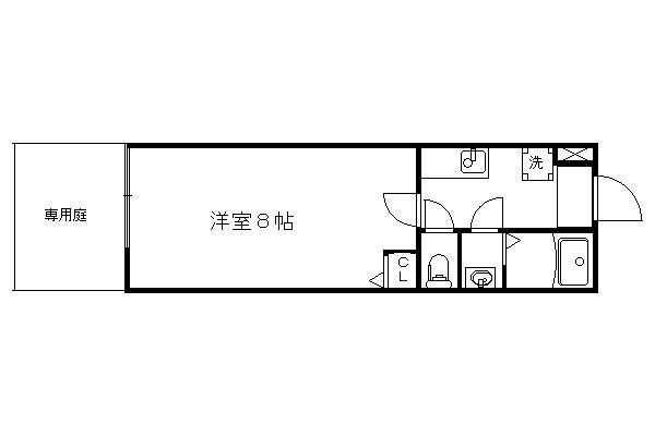 フラッティ丸太町御前(1K/1階)の間取り写真
