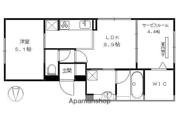 セジュール西賀茂(1SLDK/3階)の間取り写真