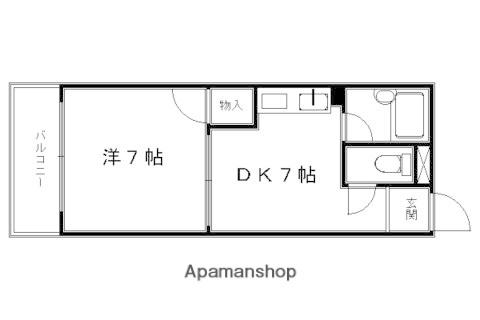 御所西ハウス(1DK/2階)の間取り写真