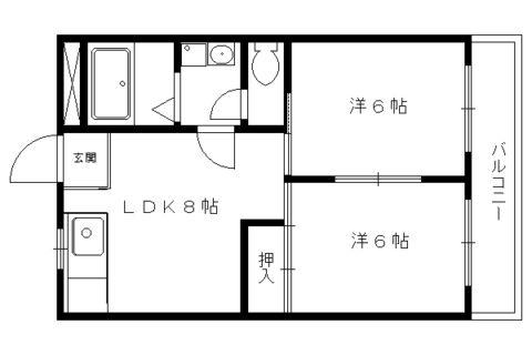 ヴィヴァーチェ千本(2DK/4階)の間取り写真