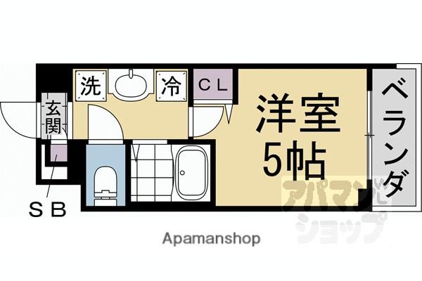 キャンパスヴィレッジ京都衣笠(1K/1階)の間取り写真