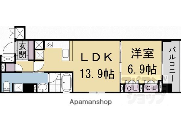 リーガル京都堀川中立売II(1LDK/3階)の間取り写真
